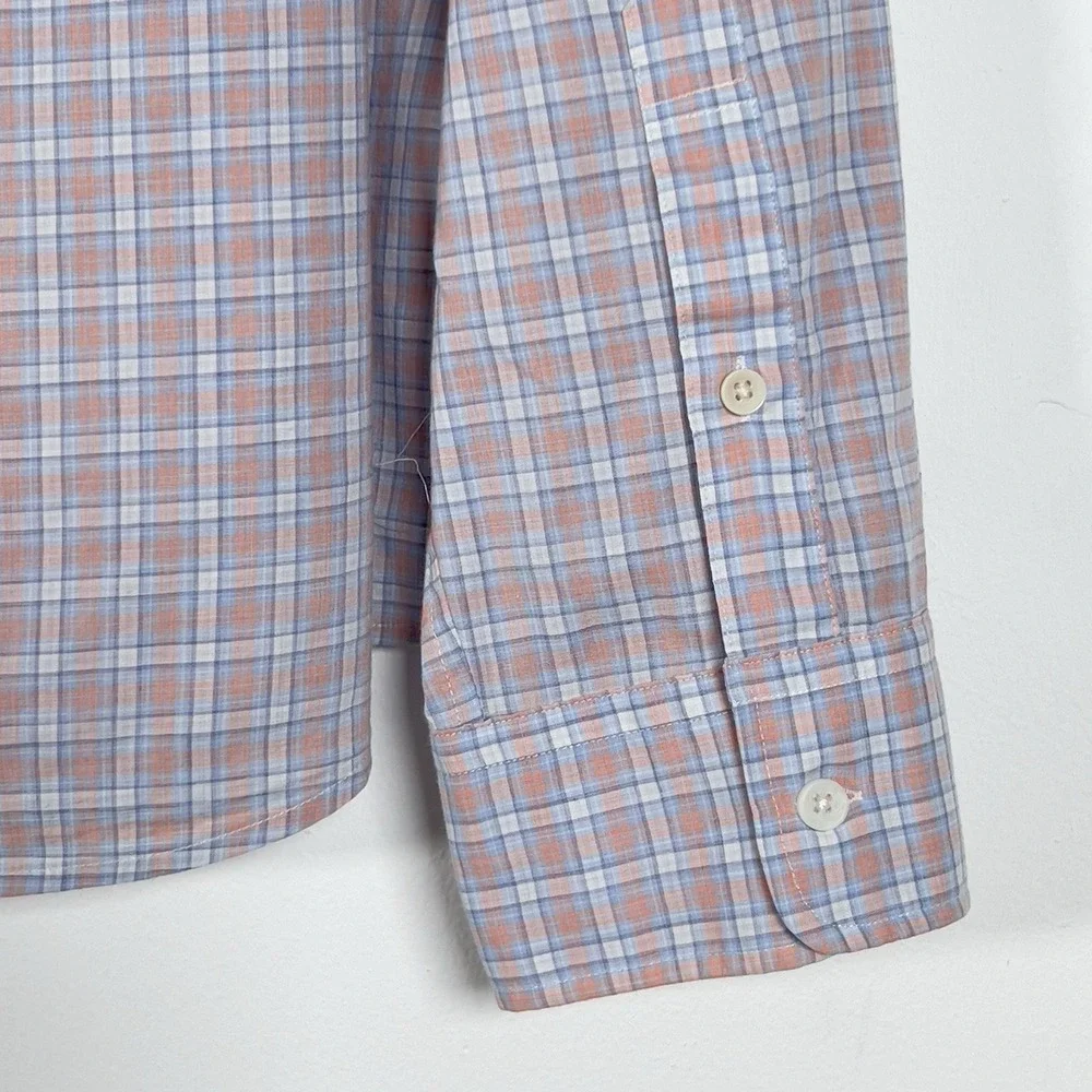 Faherty Button‎ Down Shirt Mens Sz XL Pink Plaid Long Sleeve